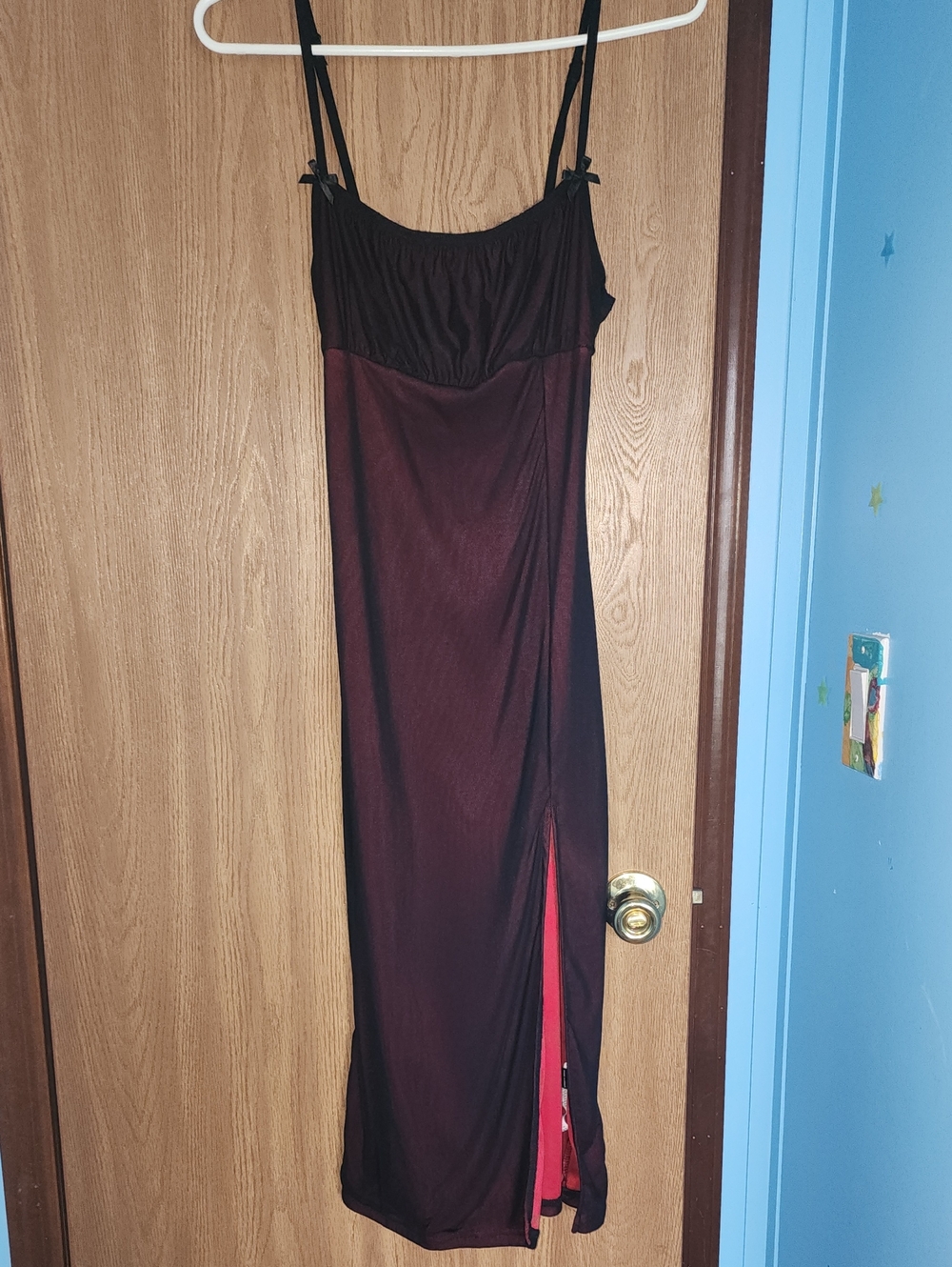 SHEIN Burgundy Maxi Slip Dress with Side Slit